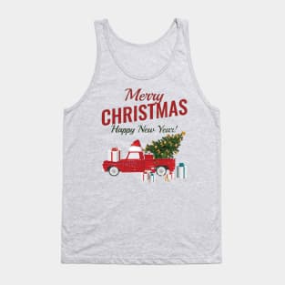 Happy new year Vintage Wagon Christmas Tree on Car Xmas Vacation Tank Top